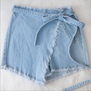 Anthropologie Pilcro Denim Wrap Asymmetrical Skort